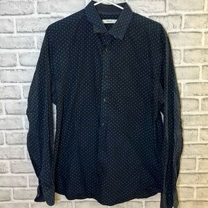 Premium Jack Jones rack print size XL navy blue shirt, long sleeve 100% cotton